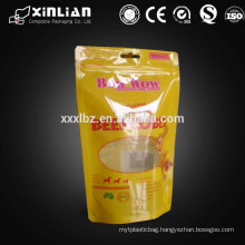 Laminated Material recloseable stand up pouches with window